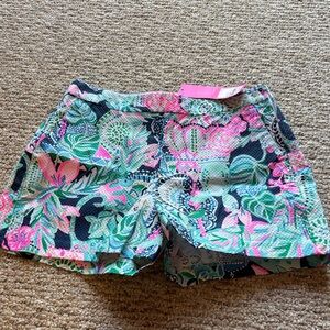 Lilly Pulitzer Pink & Teal Floral Print Skort